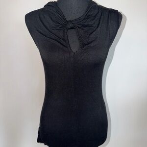 Studio Y Black Sleeveless Tank with Knotted Keyhole Neck